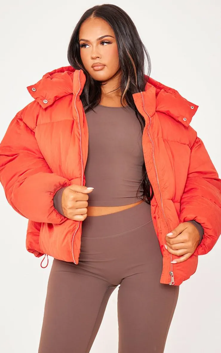PrettyLittleThing Puffer Jackets*Peached Oversized Hooded Puffer Coat