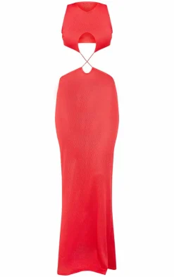 Sheer Textured Cut Out Cross Front Maxi Dress-PrettyLittleThing Sale