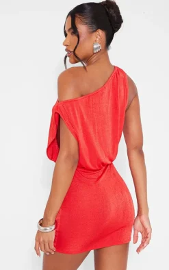 Slinky Acetate Draped Side Bodycon Dress-PrettyLittleThing Clearance