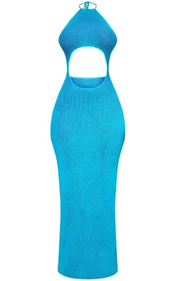 Two Tone Knit Extreme Cut Out Maxi Dress-PrettyLittleThing