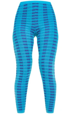 Hot PrettyLittleThing Two Tone Square Knit Legging Turquoise