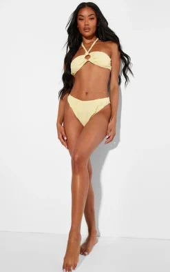 Vanilla Burnout Flower Towelling Ring Halter Neck Bikini Top