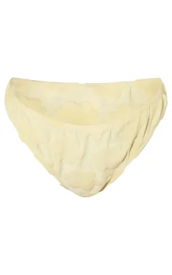 Vanilla Burnout Flower Towelling High Leg Bikini Bottoms