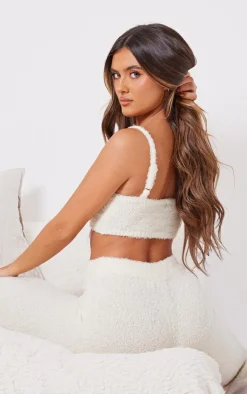 Clearance PrettyLittleThing Fluffy Knit Bralet Vanilla