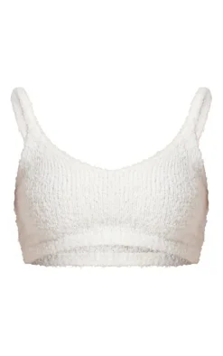 Clearance PrettyLittleThing Fluffy Knit Bralet Vanilla