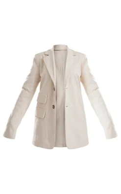 Vanilla Herringbone Detail Tailored Blazer