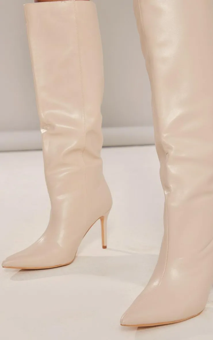 PrettyLittleThing High Heels*PU Point Toe Stiletto Heeled Knee High Boots