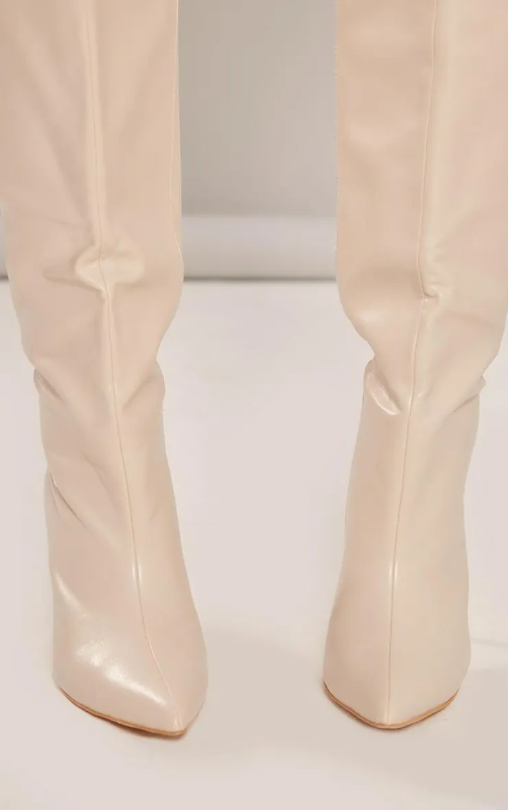 PrettyLittleThing High Heels*PU Point Toe Stiletto Heeled Knee High Boots