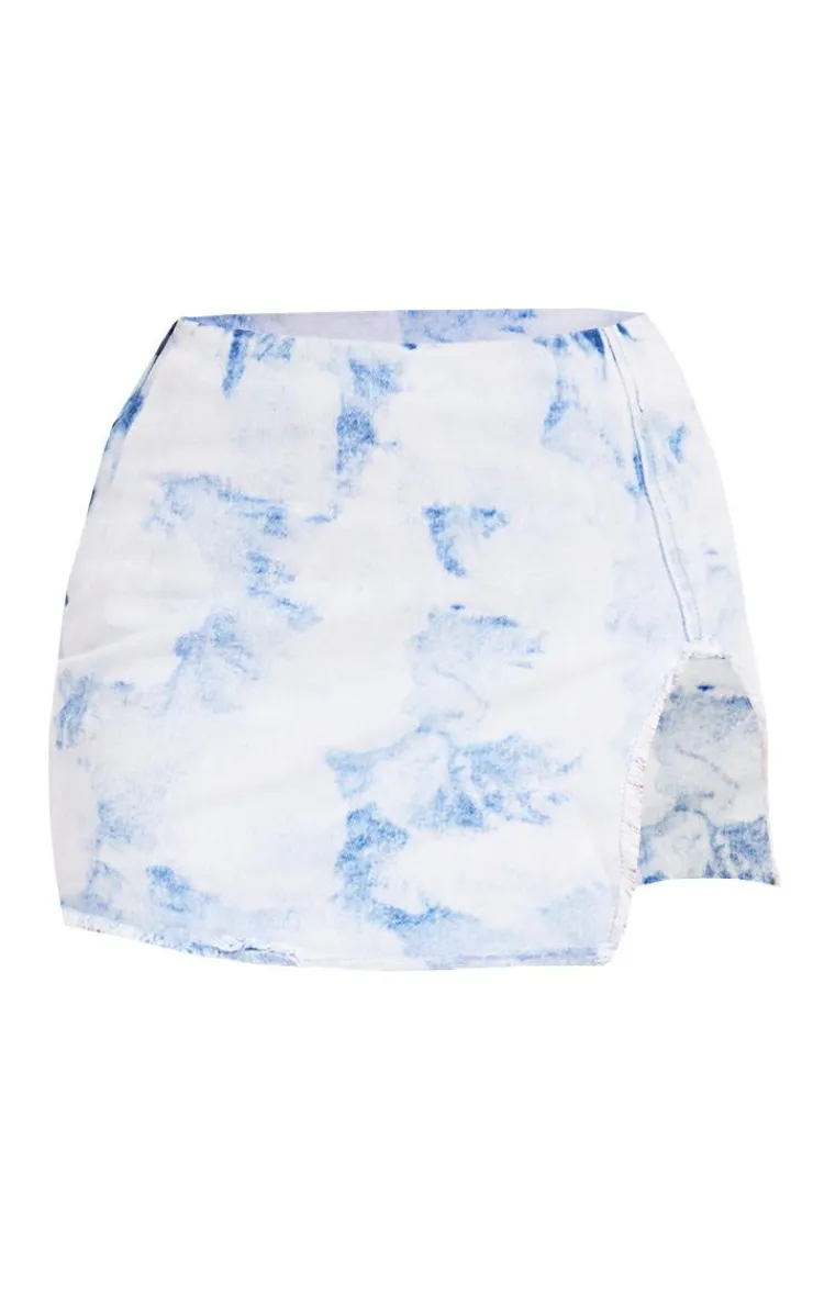 Clearance PrettyLittleThing Vintage Bleach Wash Split Detail Micro Mini Denim Skirt Vintage Wash