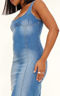 Vintage Denim Midaxi Dress-PrettyLittleThing Outlet