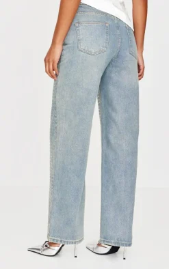 Diamante Front Straight Leg Jeans-PrettyLittleThing Outlet