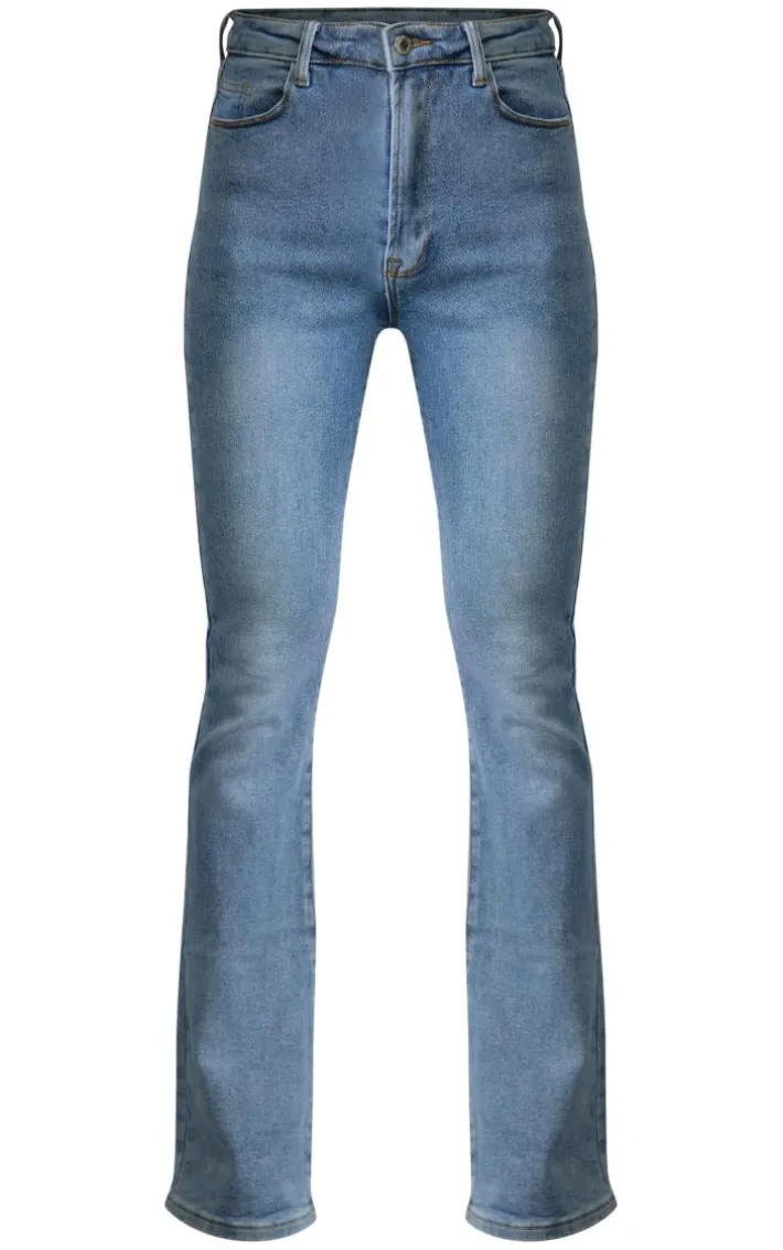 Vintage Light Wash Lyocell Stretch Mid Rise Slim Flared Jeans