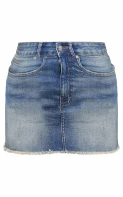 Outlet PrettyLittleThing Raw Edge Denim Mini Skirt Vintage