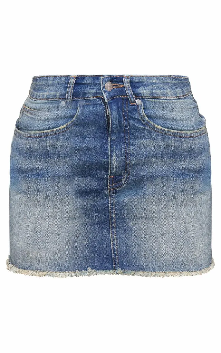Outlet PrettyLittleThing Raw Edge Denim Mini Skirt Vintage