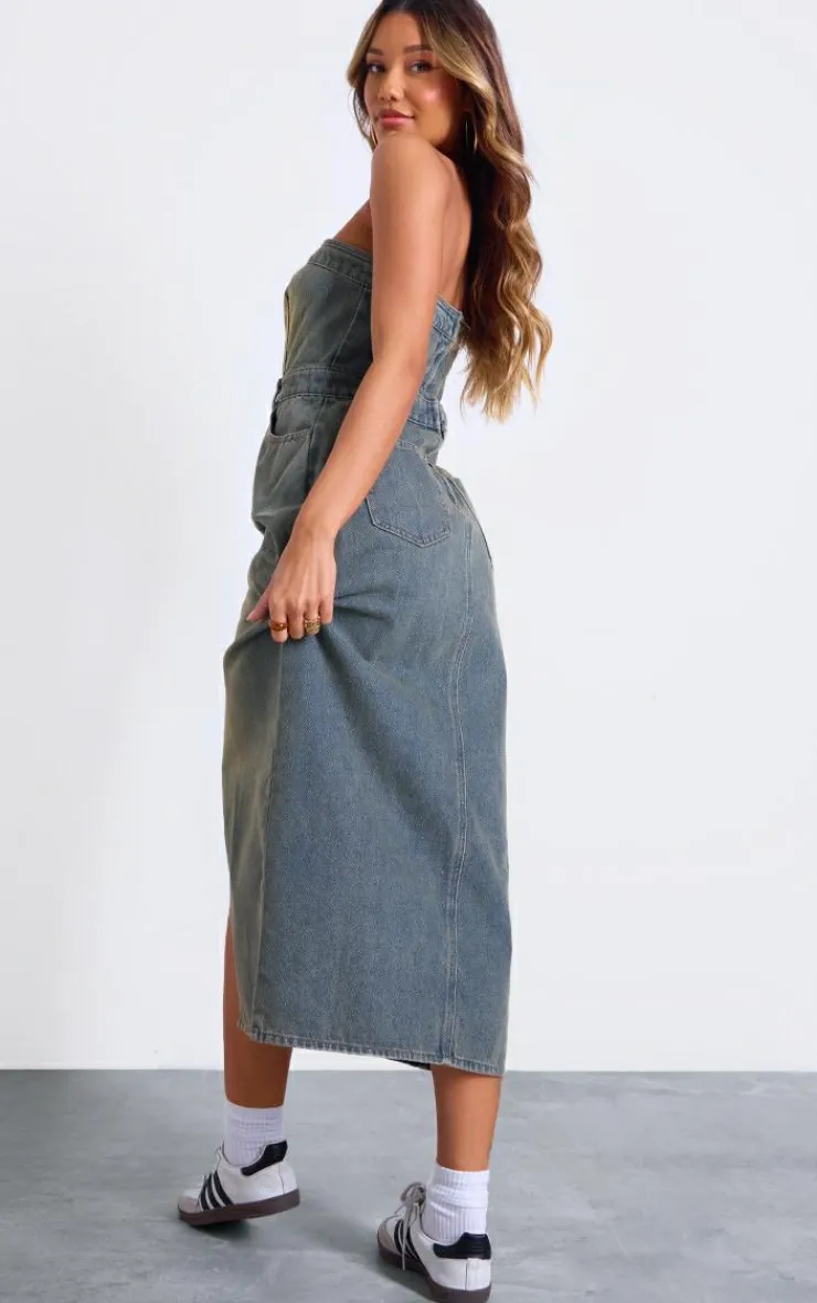 Wash Bandeau Midi Dress-PrettyLittleThing Outlet