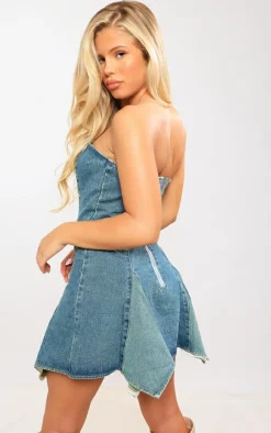 Distressed Seam Detail Mini Dress-PrettyLittleThing Online