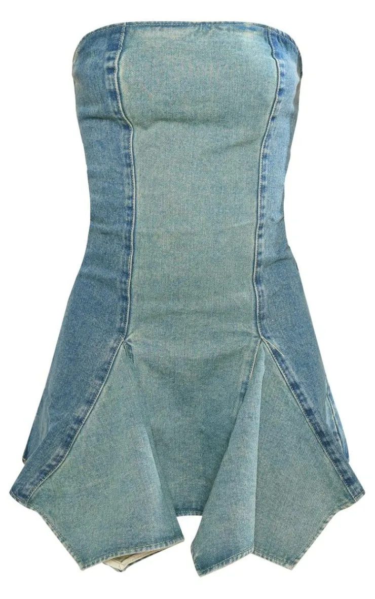 Distressed Seam Detail Mini Dress-PrettyLittleThing Online