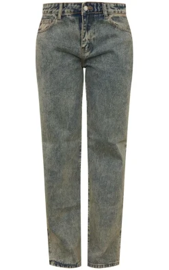 Vintage Wash Mid Rise Split Hem Jeans