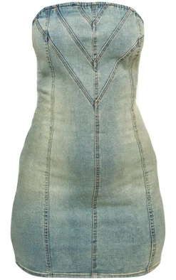 Seam Detail Denim Mini Dress-PrettyLittleThing