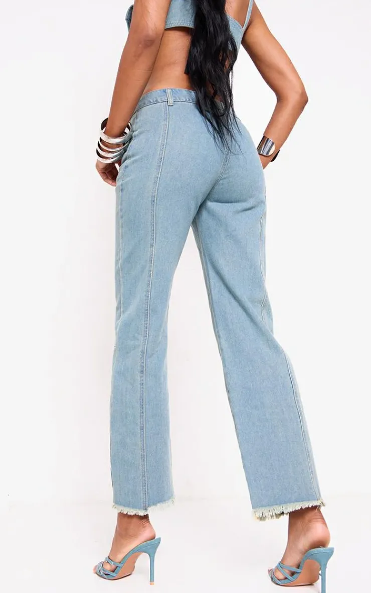 PrettyLittleThing Utility Cargo Denim Jeans Vintage Wash