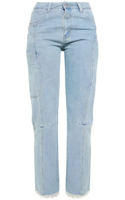 PrettyLittleThing Utility Cargo Denim Jeans Vintage Wash