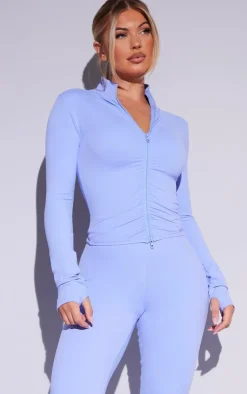 PrettyLittleThing Athletic Jackets*Brushed Sculpt Ruched Front Zip Up Sport Jacket