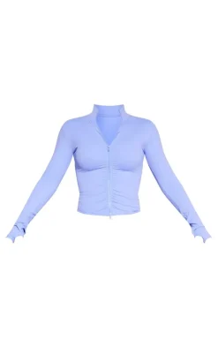 PrettyLittleThing Athletic Jackets*Brushed Sculpt Ruched Front Zip Up Sport Jacket