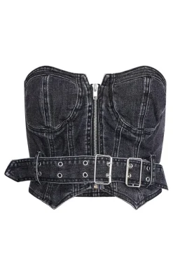 Buckle Detail Bardot Corset-PrettyLittleThing Hot