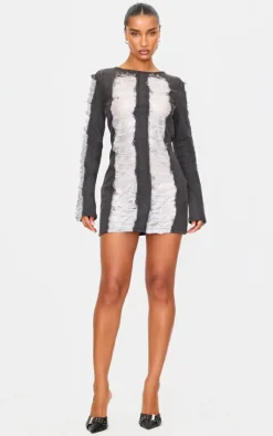 Extreme Distressed Sequin Panel Backless Mini Dress-PrettyLittleThing Best