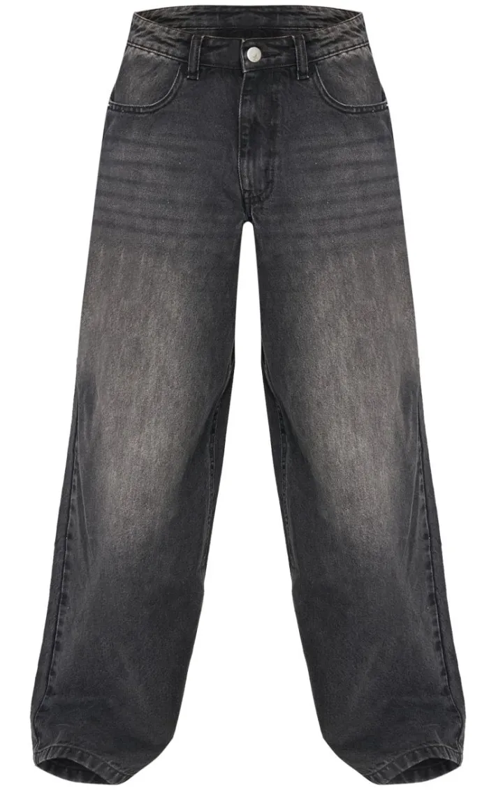Washed Black Extreme Wide Leg Jeans