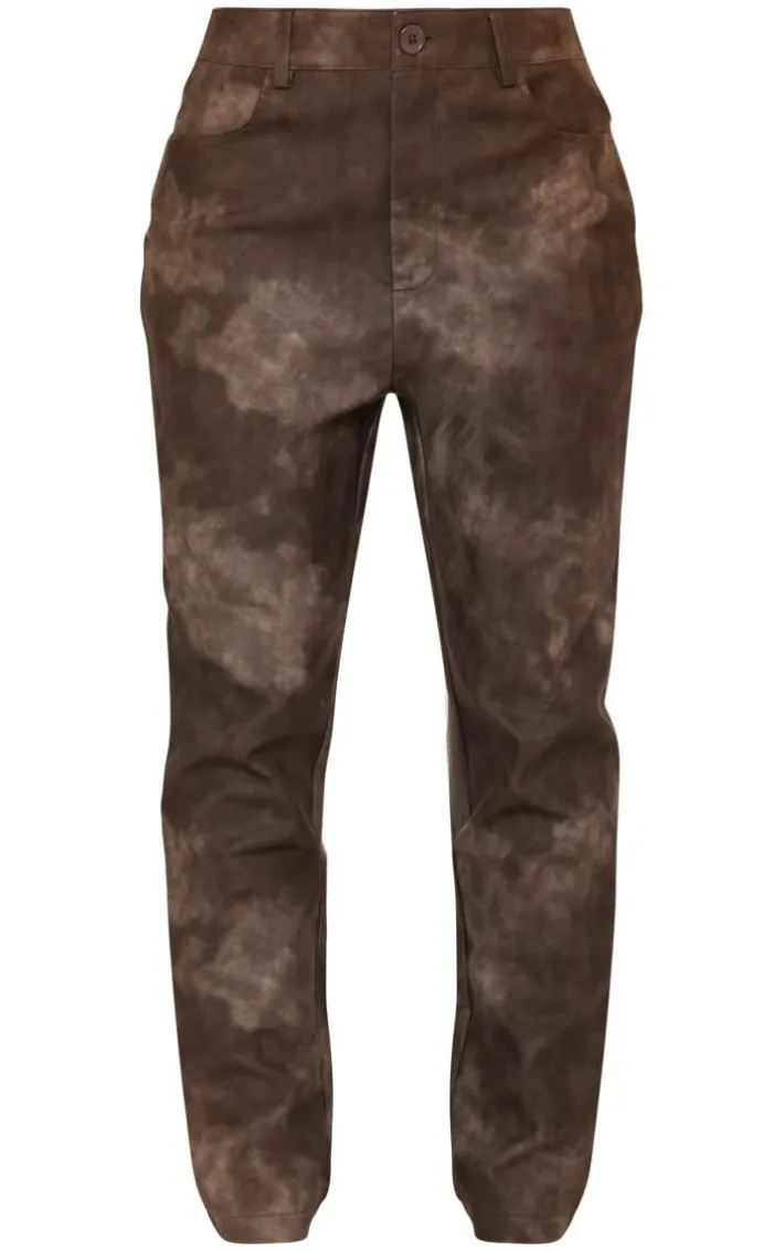 Washed Black Faux Leather Cropped Pants