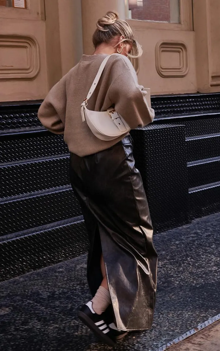 PrettyLittleThing Christmas Day Outfits*Washed Faux Leather Maxi Skirt