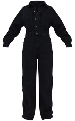 Washed Black Oversized Denim Boilersuit