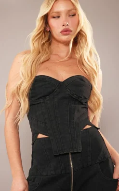 PrettyLittleThing Corsets*Seam Detail Corset Denim Top