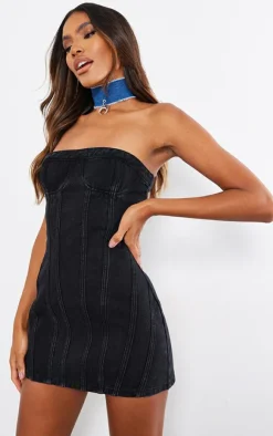Seam Front Denim Mini Dress-PrettyLittleThing Discount