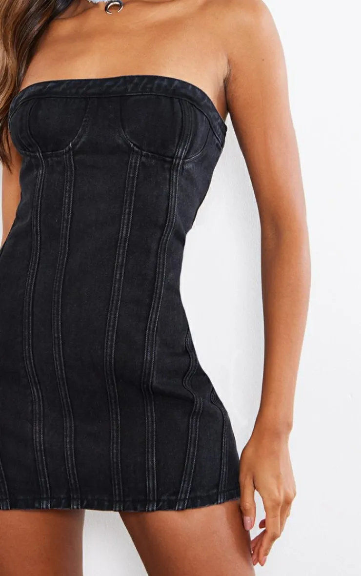 Seam Front Denim Mini Dress-PrettyLittleThing Discount