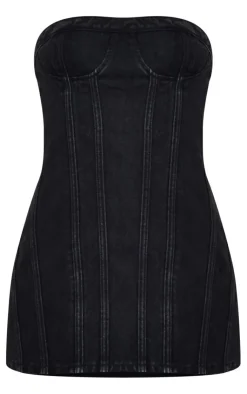 Seam Front Denim Mini Dress-PrettyLittleThing Discount