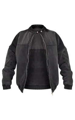 PrettyLittleThing Bomber Jackets*Zip Up Denim Bomber Jacket