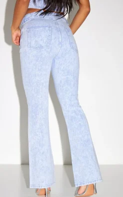 Sale PrettyLittleThing Western Belt Flared Jeans Washed Blue