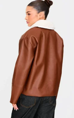 PrettyLittleThing Faux Leather Jackets*Detachable Faux Fur Collar Faux Leather Jacket