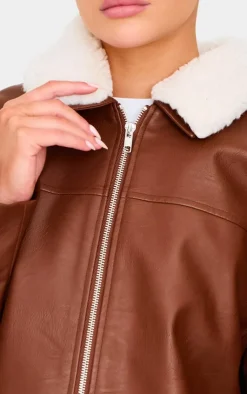 PrettyLittleThing Faux Leather Jackets*Detachable Faux Fur Collar Faux Leather Jacket