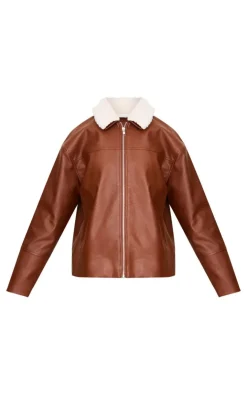 PrettyLittleThing Faux Leather Jackets*Detachable Faux Fur Collar Faux Leather Jacket