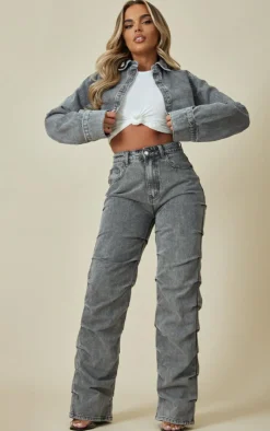 PrettyLittleThing Shirts*Denim Cropped Shirt