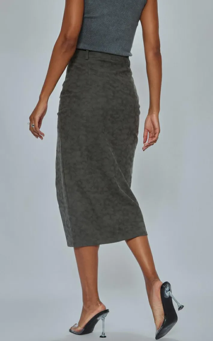 Washed Grey Faux Leather Lace Up Skirt