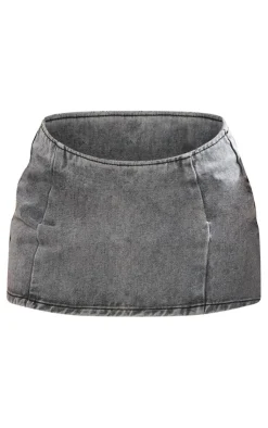 Best PrettyLittleThing Micro Mini Denim Skirt Washed Grey