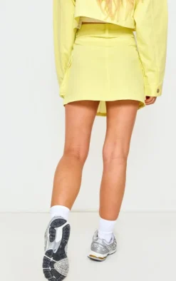 Hot PrettyLittleThing Washed Pocket Denim Cargo Skirt Lemon