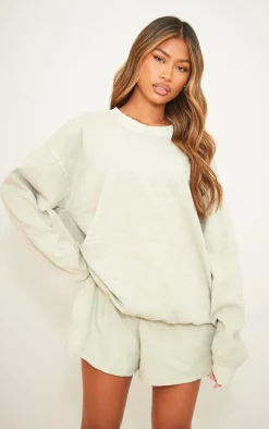 Best PrettyLittleThing Sweatshorts Washed Light Sage