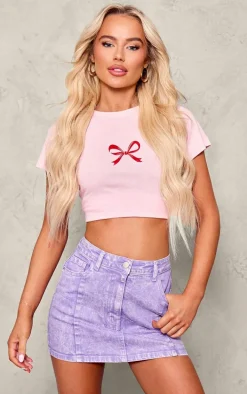 Washed Lilac Denim Mini Skirt