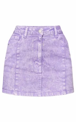 Washed Lilac Denim Mini Skirt