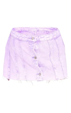 Best PrettyLittleThing Wrap Over Denim Micro Mini Skirt Washed Lilac